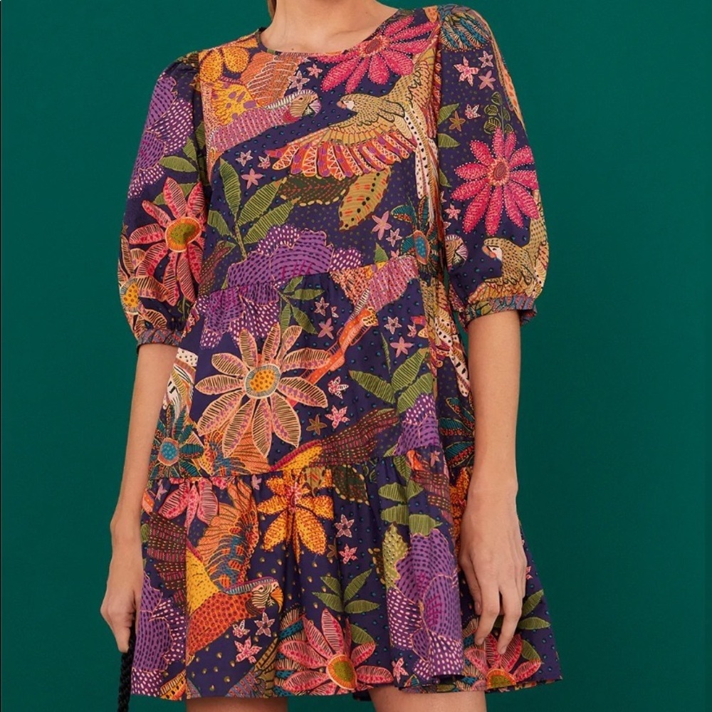 Navy Cool Macaw Organic Cotton Mini Dress